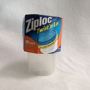 Ziploc Twist n Loc 2 Medium 32 oz Round 1 Quart 4 Cup Containers & Lids NEW 2005